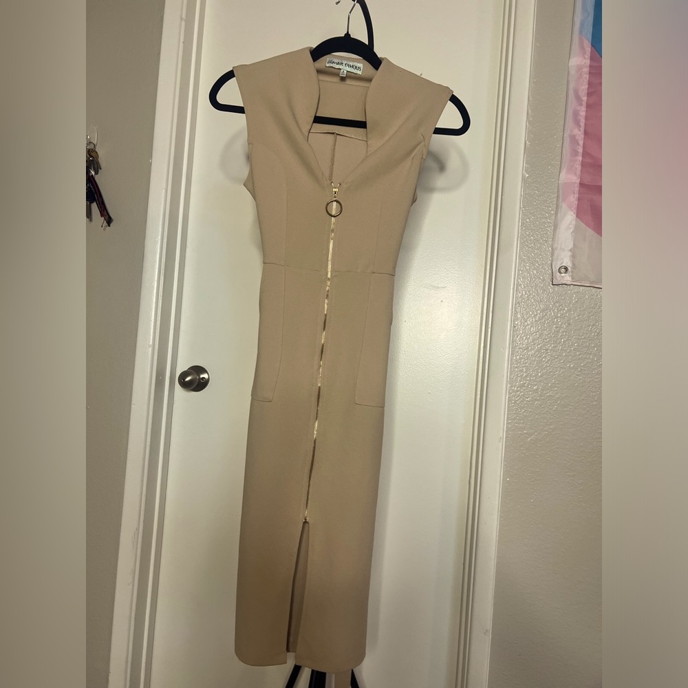 Women’s fitted beige dress